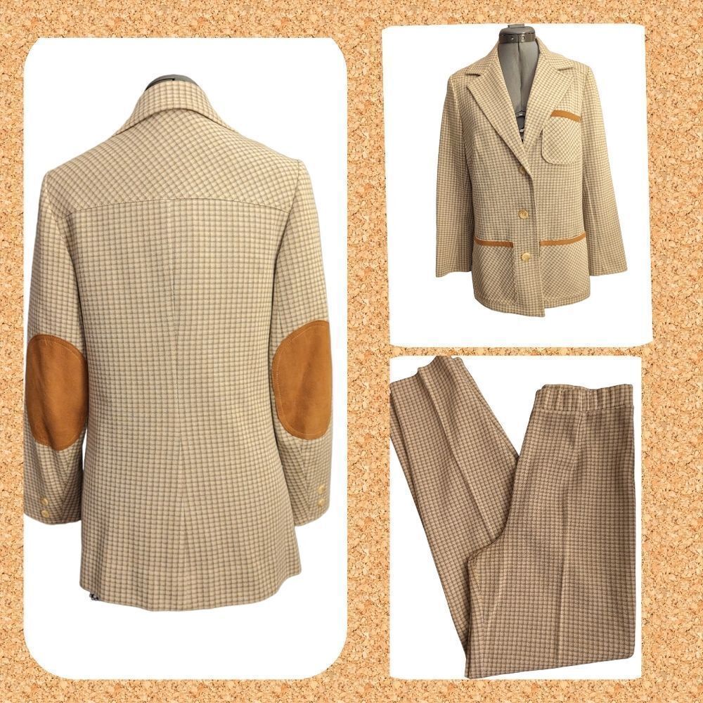 Vintage Butte Knit checkered two piece matching suit
